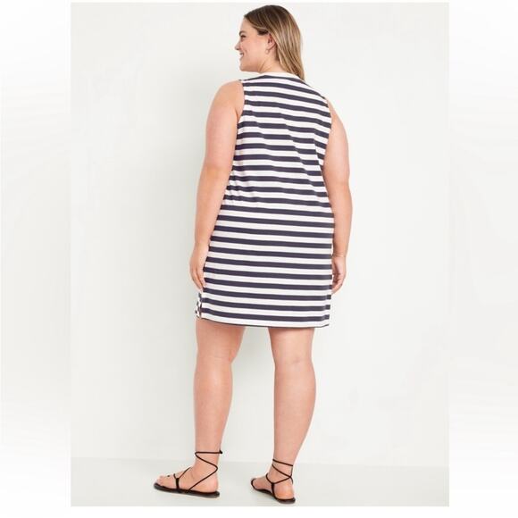 Old Navy Charcoal Stripe Vintage Sleeveless Mini T- Shirt Dress - Picture 2 of 7